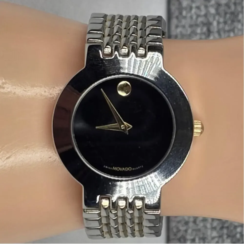 MOVADO MUSEUM TWO‑TONE QUARTZ WATCH – VINTAGE 90'S – 34MM – SAPPHIRE CRYSTAL - Picture 9 of 13